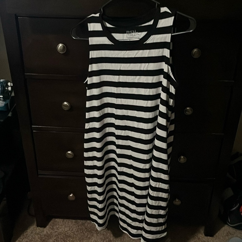 New never worn, time and tru black and white striped casual dress.